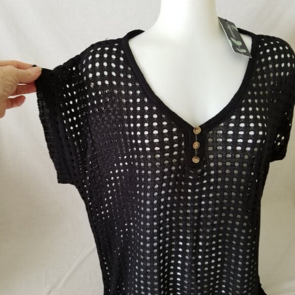 NWT! Open Knit See-through Top Cover-up with Scoop Neckline - Medium - Picture 2 of 7